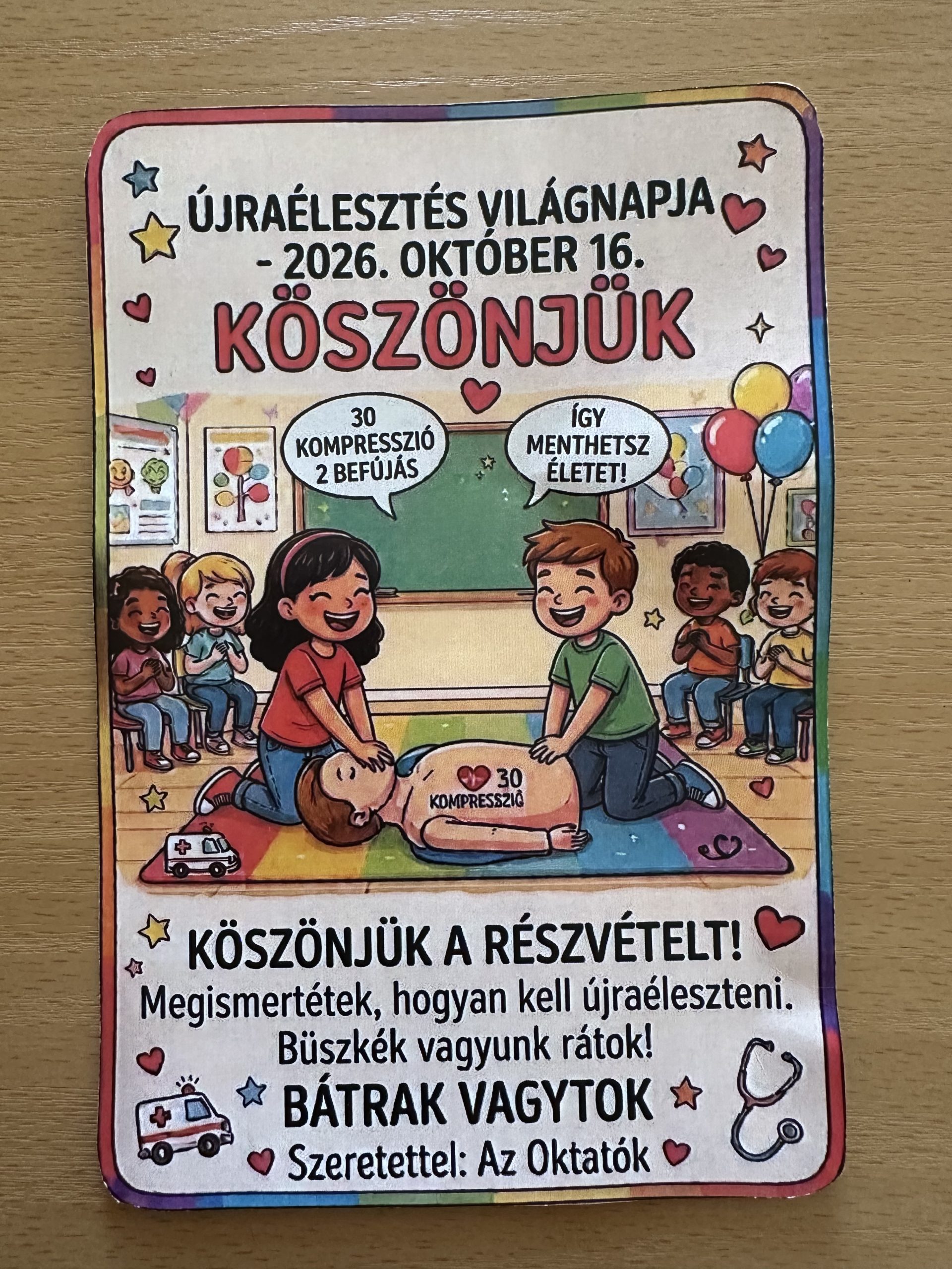 Újraélesztés világnapja az 1.b osztályban